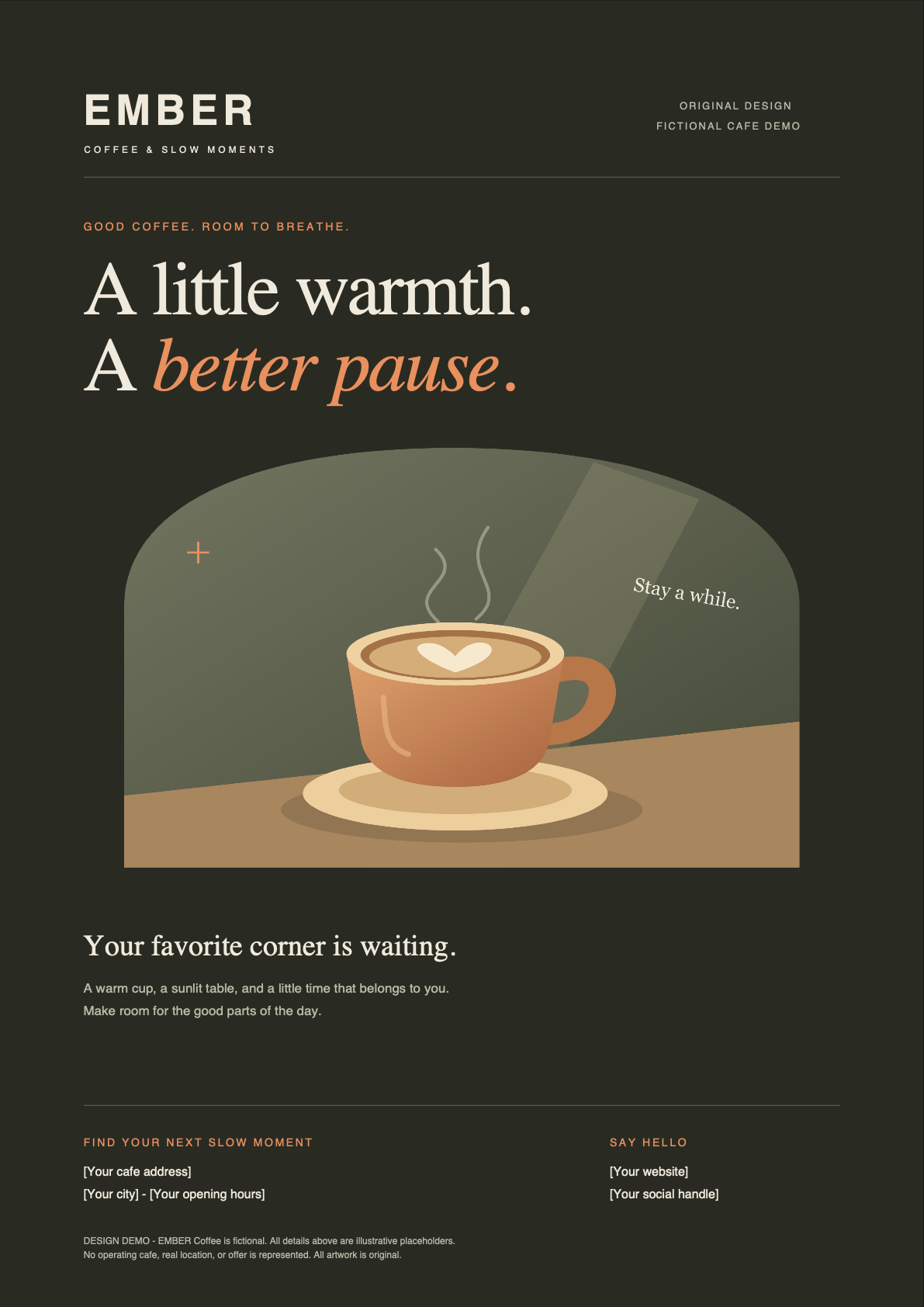 Matching EMBER Coffee A4 flyer design
